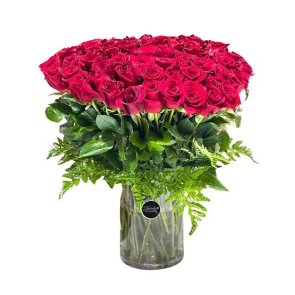 Roses In Glass Vase