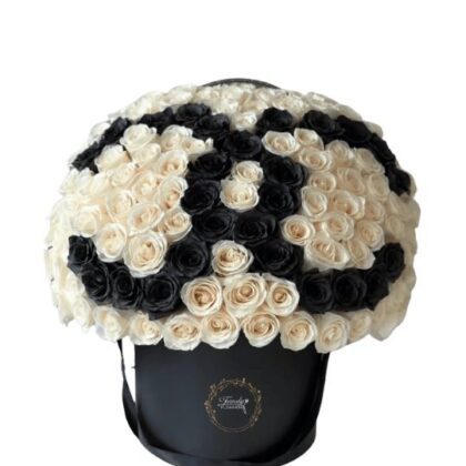 Chanel Logo Roses Box Dubai – Luxury Black & White Rose Arrangement