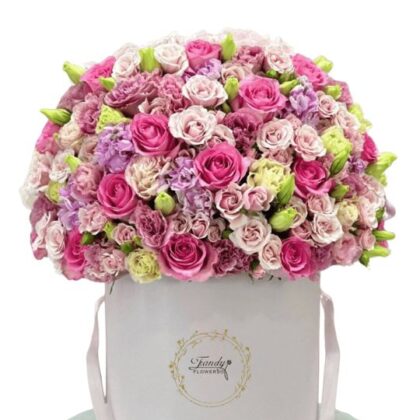 Pastel Paradise Luxe Box – Elegant Roses and Carnations Arrangement