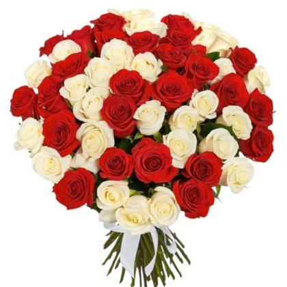 Red & Ivory 101 Roses Bouquet